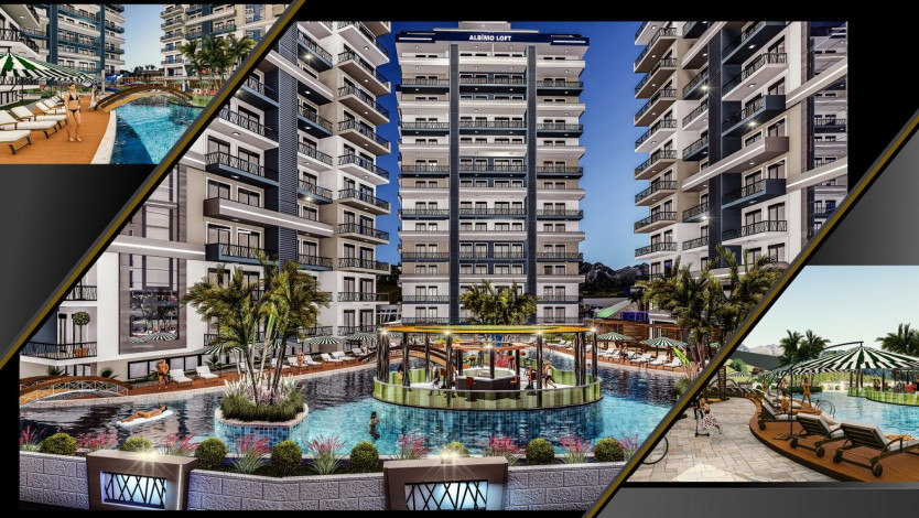 Квартиры 1+1 в новостроящемся комплексе с отельной инфраструктурой в Махмутларе, 56 м2 - Ракурс 3