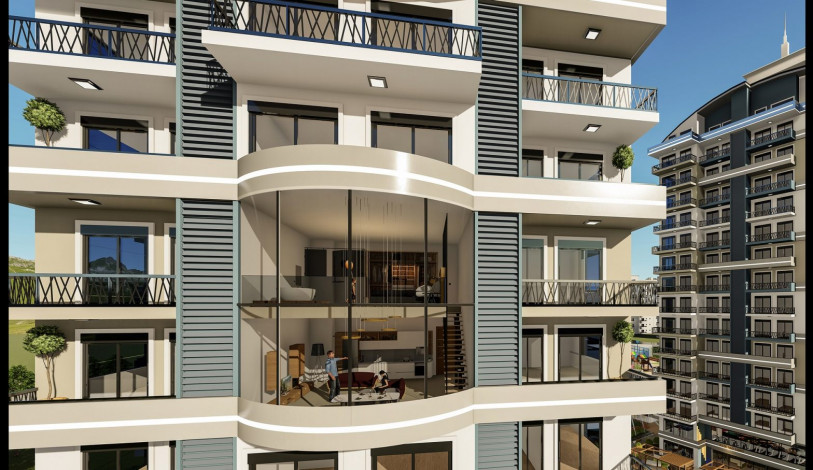 Квартиры 1+1 в новостроящемся комплексе с отельной инфраструктурой в Махмутларе, 56 м2 - Ракурс 5