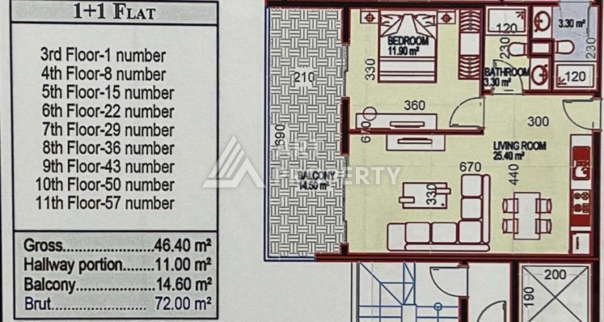 Квартира 1+1 в премиальном комплексе в районе Махмутлар - Ракурс 45