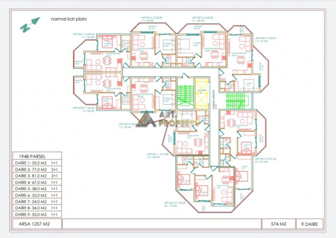 Стартует строительство нового проекта в 350 метрах от пляжа Средиземногоморя в районе Оба, 55-161 м2. - Ракурс 20