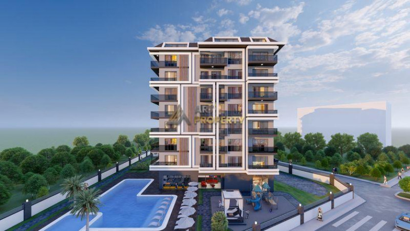 Инвестиционный проект на стадии строительства. Квартиры 1+1, 2+1 и 3+1 пентхаусы по стартовым ценам! Авсаллар, Алания. - Ракурс 8