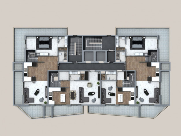 Комплекс на этапе строительства в центре района Авсаллар, 56-159 м2 - Ракурс 28