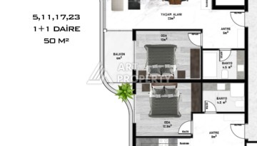 Апартаменты 1+1 на этапе строительства в комфортном комплексе развитого района Махмутлар - Ракурс 20