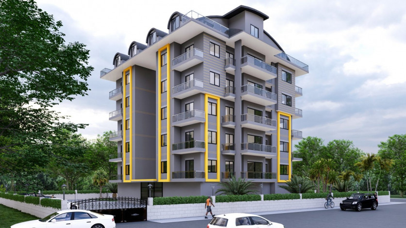 Новый проект квартир с видом на море в зеленом районе Авсаллар, от 100м² до 175м² - Ракурс 4