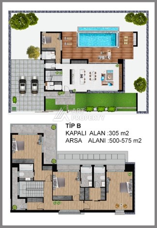 Стильный комплекс вилл с видом на море в районе Гирне Кипр - Ракурс 17