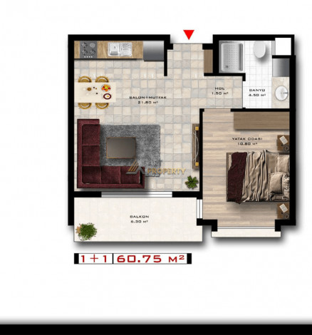 Новый инвестиционный проект в фантастическом месте Демирташ, Алания, рядом со Средиземным морем - Ракурс 11