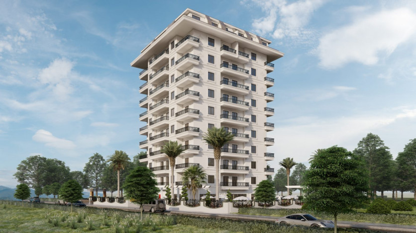 Инвестиционный проект на стадии котлована, в 800 метрах от Средиземного моря, в районе Махмутлар, Алания - Ракурс 3