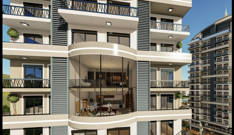 Дуплекс 2+1 в новом комплексе с богатой инфраструктурой на завершающем этапе строительства в Махмутлар, 112 м2 - Ракурс 12