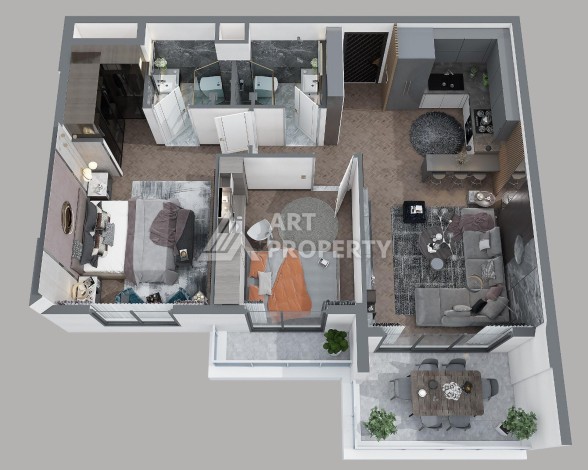 Просторные квартиры от 100 до 120 кв.м. всего в 350 метрах от моря. Тедже, Мерсин - Ракурс 20