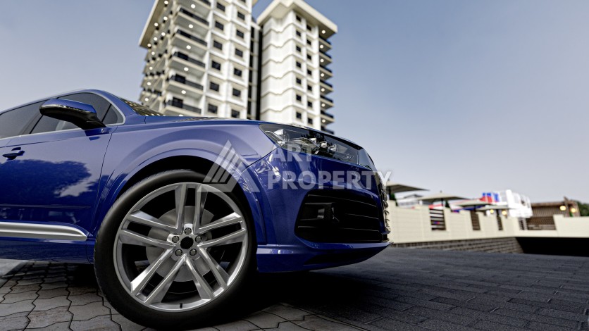 Престижная резиденция высокого качества в 150 метрах от моря в центре Махмутлара, квартиры от 55 кв.м. - Ракурс 3