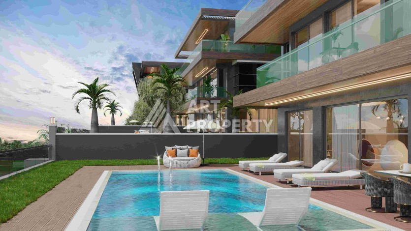 Роскошные виллы 3+1 и 6+2 с панорамными видами на море, от 363 кв.м. Бекташ, Алания. - Ракурс 6