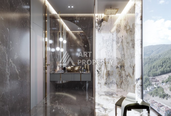 Роскошные виллы 3+1 и 6+2 с панорамными видами на море, от 363 кв.м. Бекташ, Алания. - Ракурс 56