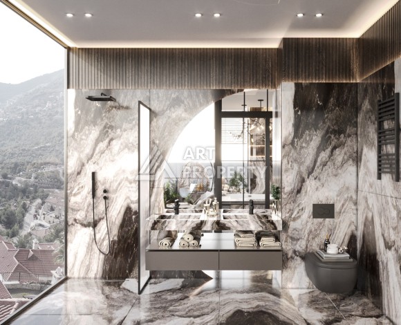 Роскошные виллы 3+1 и 6+2 с панорамными видами на море, от 363 кв.м. Бекташ, Алания. - Ракурс 59