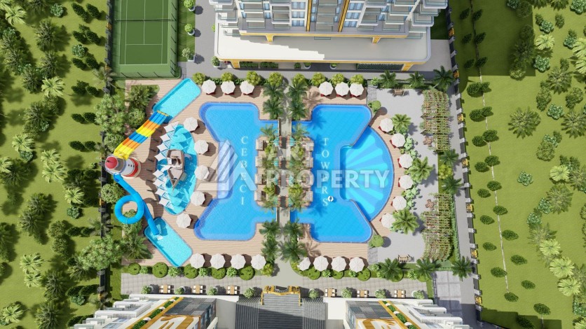 Квартира 2+1 с панорамой на море в Махмутларе, 90 кв.м - Ракурс 22