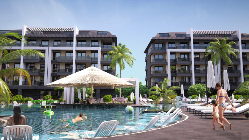 Роскошный проект в Алании, район Оба, в 800 метрах от Средиземного моря - Ракурс 2