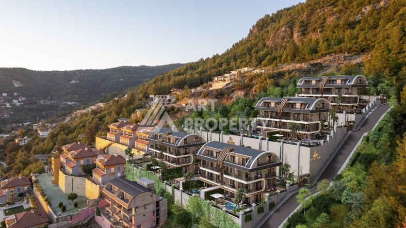 Элегантный проект двухуровневых квартир и вилл с шикарным видом на всю Аланию в районе Тепе - Ракурс 3