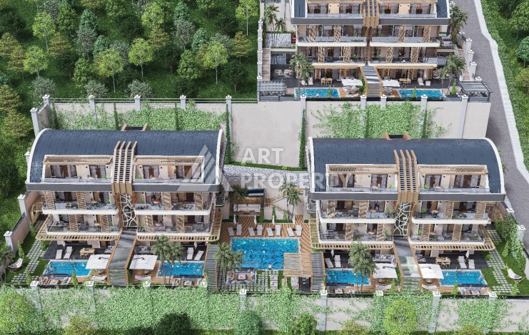 Элегантный проект двухуровневых квартир и вилл с шикарным видом на всю Аланию в районе Тепе - Ракурс 7