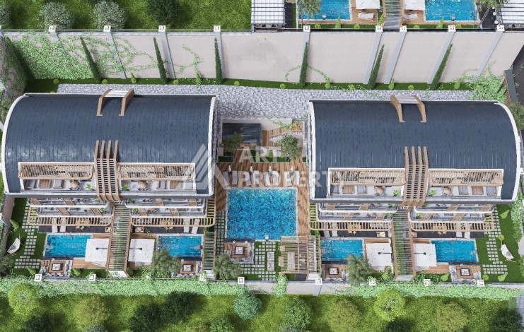 Элегантный проект двухуровневых квартир и вилл с шикарным видом на всю Аланию в районе Тепе - Ракурс 8