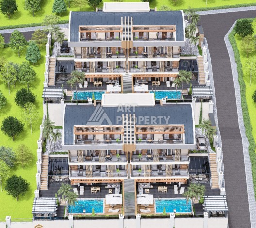 Элегантный проект двухуровневых квартир и вилл с шикарным видом на всю Аланию в районе Тепе - Ракурс 9