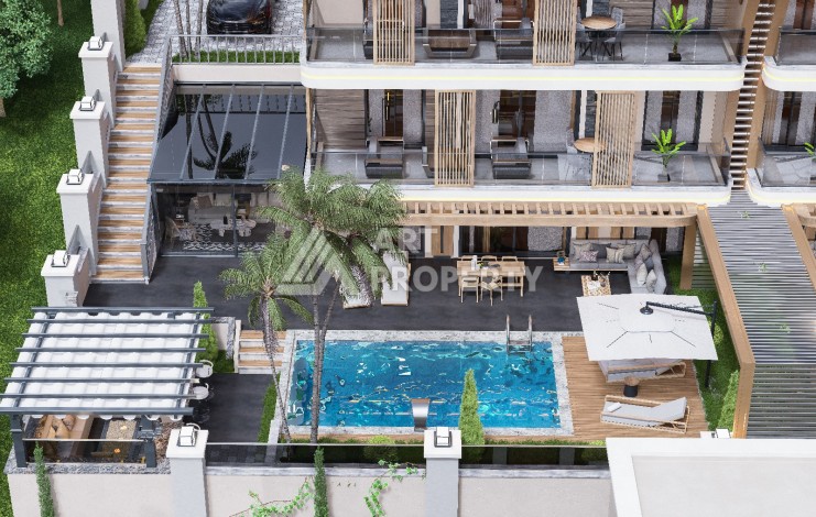 Элегантный проект двухуровневых квартир и вилл с шикарным видом на всю Аланию в районе Тепе - Ракурс 10