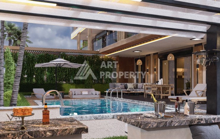 Элегантный проект двухуровневых квартир и вилл с шикарным видом на всю Аланию в районе Тепе - Ракурс 13