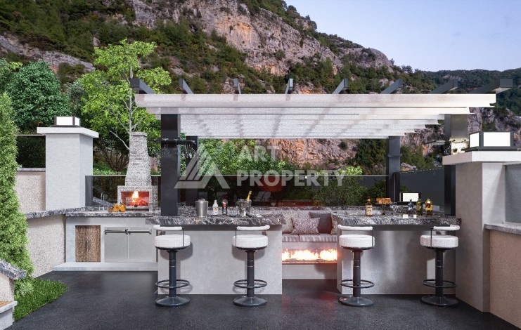 Элегантный проект двухуровневых квартир и вилл с шикарным видом на всю Аланию в районе Тепе - Ракурс 15