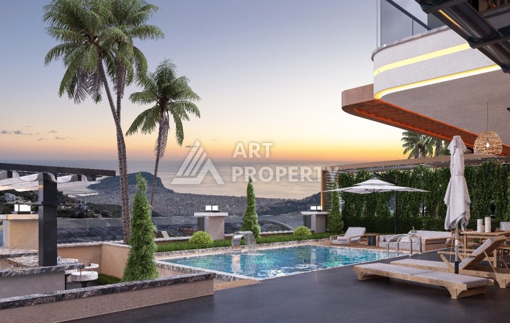 Элегантный проект двухуровневых квартир и вилл с шикарным видом на всю Аланию в районе Тепе - Ракурс 21