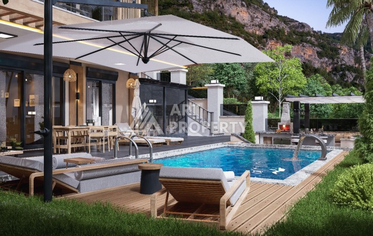 Элегантный проект двухуровневых квартир и вилл с шикарным видом на всю Аланию в районе Тепе - Ракурс 22