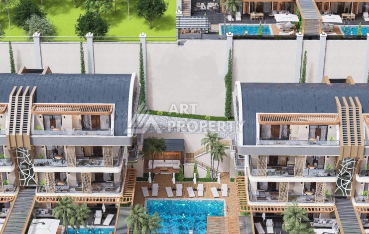 Элегантный проект двухуровневых квартир и вилл с шикарным видом на всю Аланию в районе Тепе - Ракурс 23