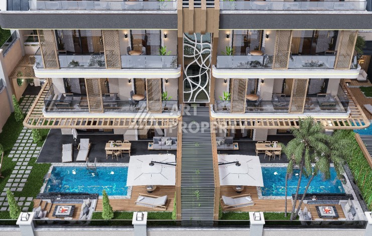 Элегантный проект двухуровневых квартир и вилл с шикарным видом на всю Аланию в районе Тепе - Ракурс 25