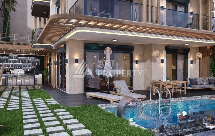 Элегантный проект двухуровневых квартир и вилл с шикарным видом на всю Аланию в районе Тепе - Ракурс 26