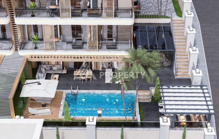 Элегантный проект двухуровневых квартир и вилл с шикарным видом на всю Аланию в районе Тепе - Ракурс 28