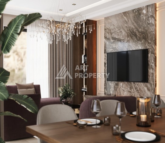 Элегантный проект двухуровневых квартир и вилл с шикарным видом на всю Аланию в районе Тепе - Ракурс 41