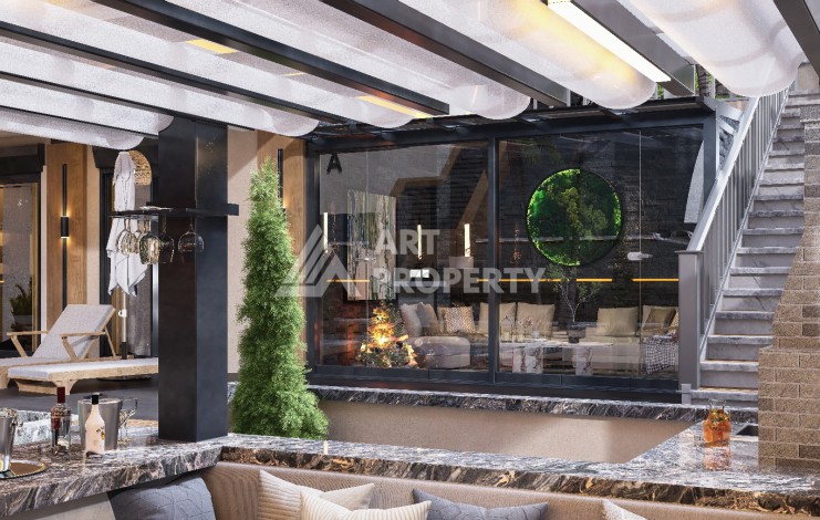 Элегантный проект двухуровневых квартир и вилл с шикарным видом на всю Аланию в районе Тепе - Ракурс 55