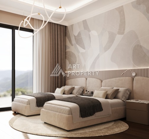 Элегантный проект двухуровневых квартир и вилл с шикарным видом на всю Аланию в районе Тепе - Ракурс 74