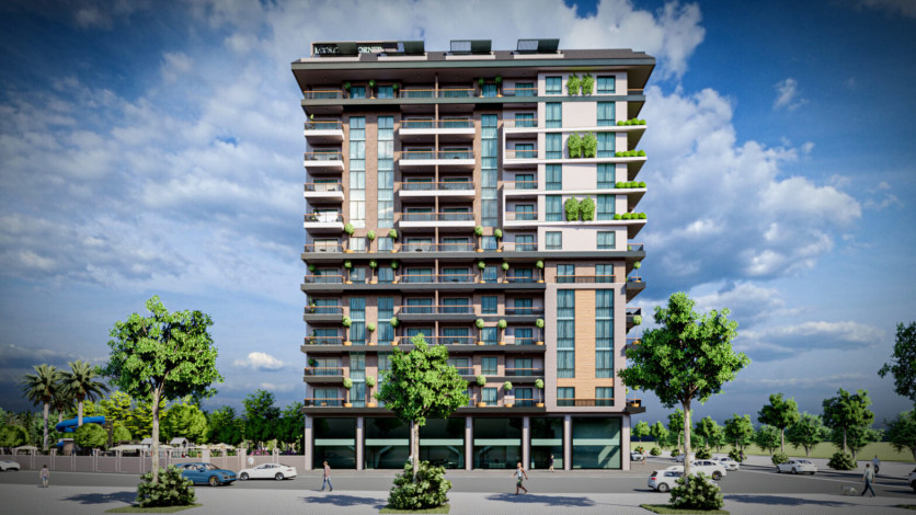 Новый проект высокого качества строительства по доступным ценам в районе Махмутлар, от 42м2 до 87 м2 - Ракурс 10