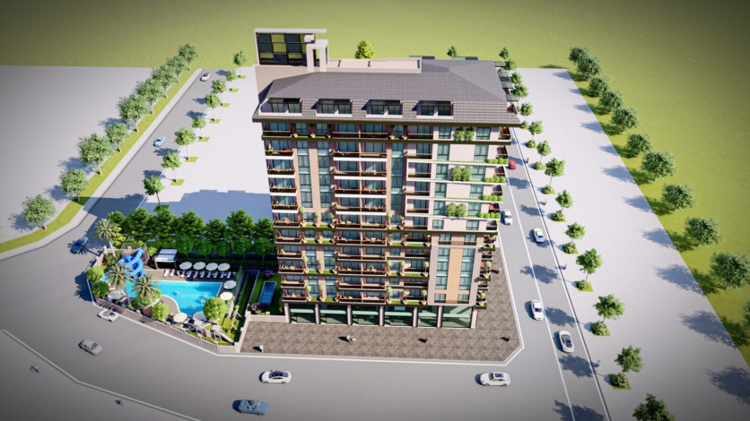 Новый проект высокого качества строительства по доступным ценам в районе Махмутлар, от 42м2 до 87 м2 - Ракурс 12