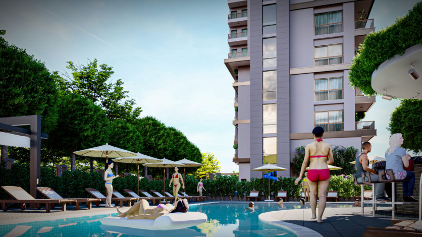 Новый проект высокого качества строительства по доступным ценам в районе Махмутлар, от 42м2 до 87 м2 - Ракурс 14