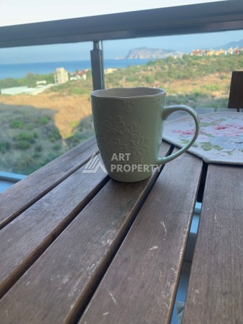 Дуплекс 2+1 с видом на море и крепость, 120 кв.м. Кестель, Алания - Ракурс 2