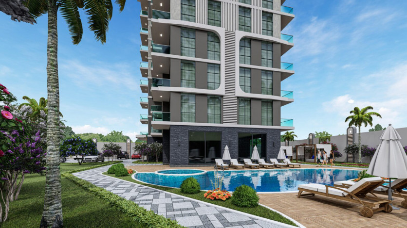 Инвестиционный проект с богатой инфраструктурой и красивыми видами в Махмутлар, 42-94 м2 - Ракурс 3