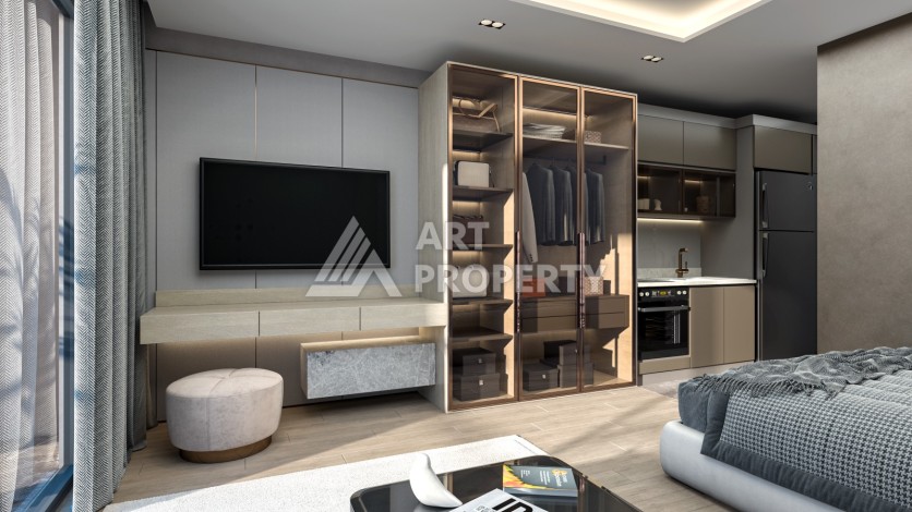 Старт строительства инвестиционного проекта с квартирами 0+1, 1+1, 2+1 в 520 метрах от моря. Томюк, Мерсин. - Ракурс 45