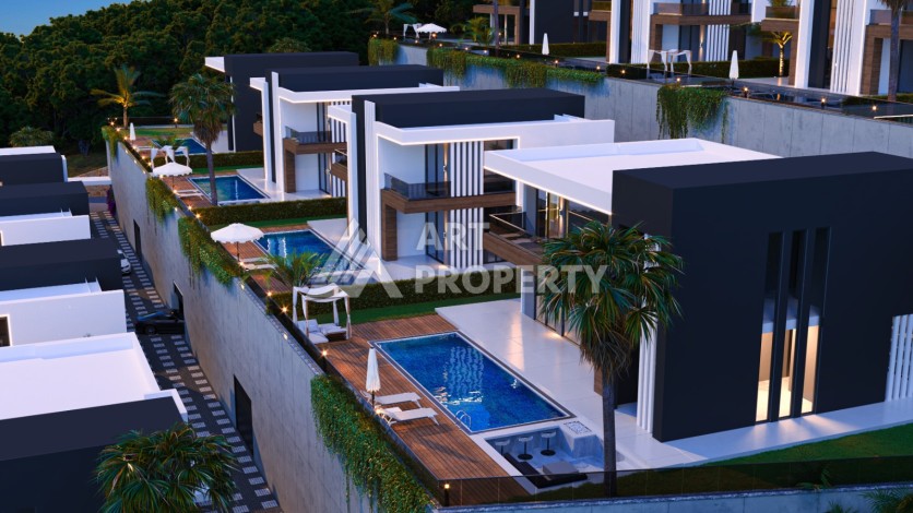 Роскошные виллы 4+1 с личным бассейном и гаражом в районе Каргыджак, 339 – 365 кв.м. - Ракурс 6