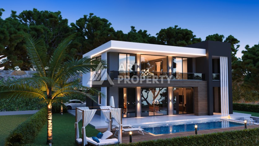 Роскошные виллы 4+1 с личным бассейном и гаражом в районе Каргыджак, 339 – 365 кв.м. - Ракурс 12