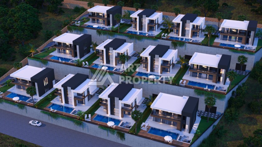 Роскошные виллы 4+1 с личным бассейном и гаражом в районе Каргыджак, 339 – 365 кв.м. - Ракурс 69