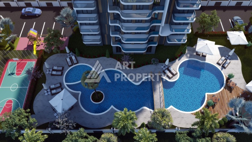 Современные квартиры 1+1 и 2+1 от 60 кв.м. в районе Алтынташ, Анталья - Ракурс 8