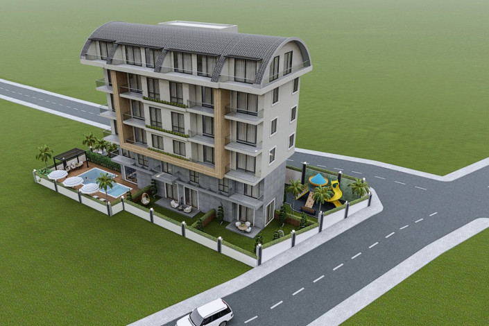 Строящийся инвестиционный проект в районе Оба с апартаментами различных планировок,  104 м2 - Ракурс 1