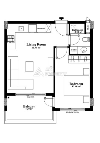 Двухкомнатная квартира 54 кв.м. в элитной резиденции. Центр района Махмутлар. - Ракурс 3