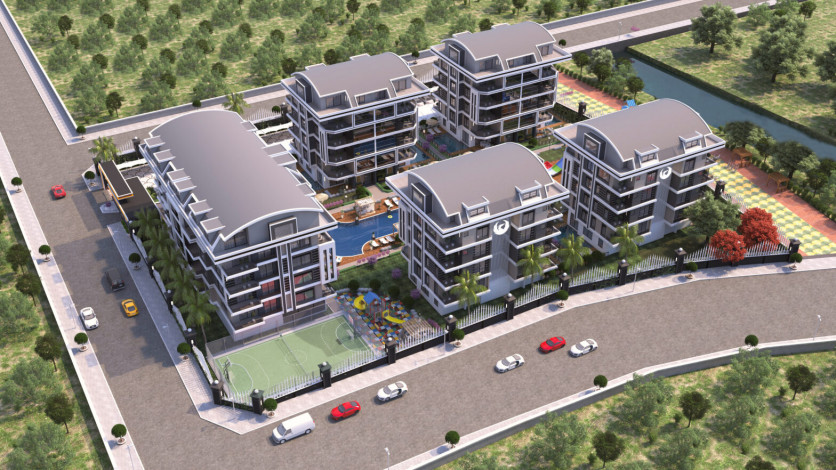 Проект красивого комплекса с богатой инфраструктурой в районе Оба,Алания, 55-245 м2 - Ракурс 11