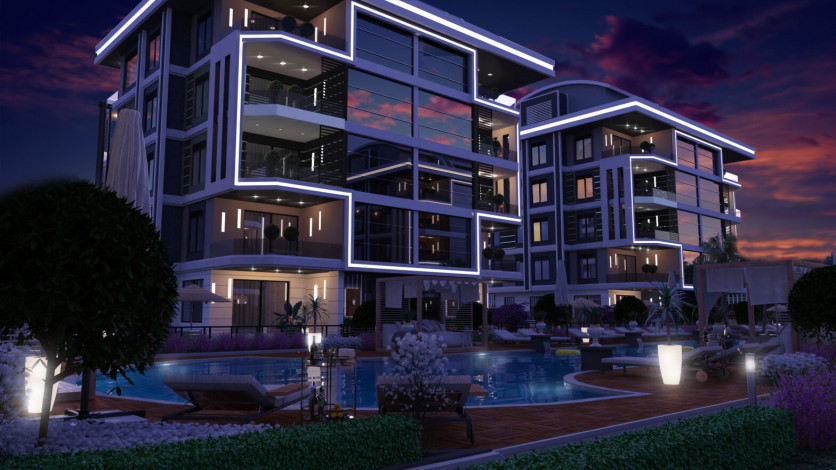 Проект красивого комплекса с богатой инфраструктурой в районе Оба,Алания, 55-245 м2 - Ракурс 15