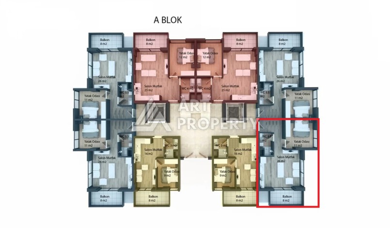 Квартира 1+1 в современном ЖК, 48 кв.м. Кестель, Алания - Ракурс 22